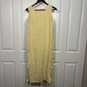 Miss Dorby Dress Women M Linen Rayon Yellow Sleeveless Cottagecore Summer